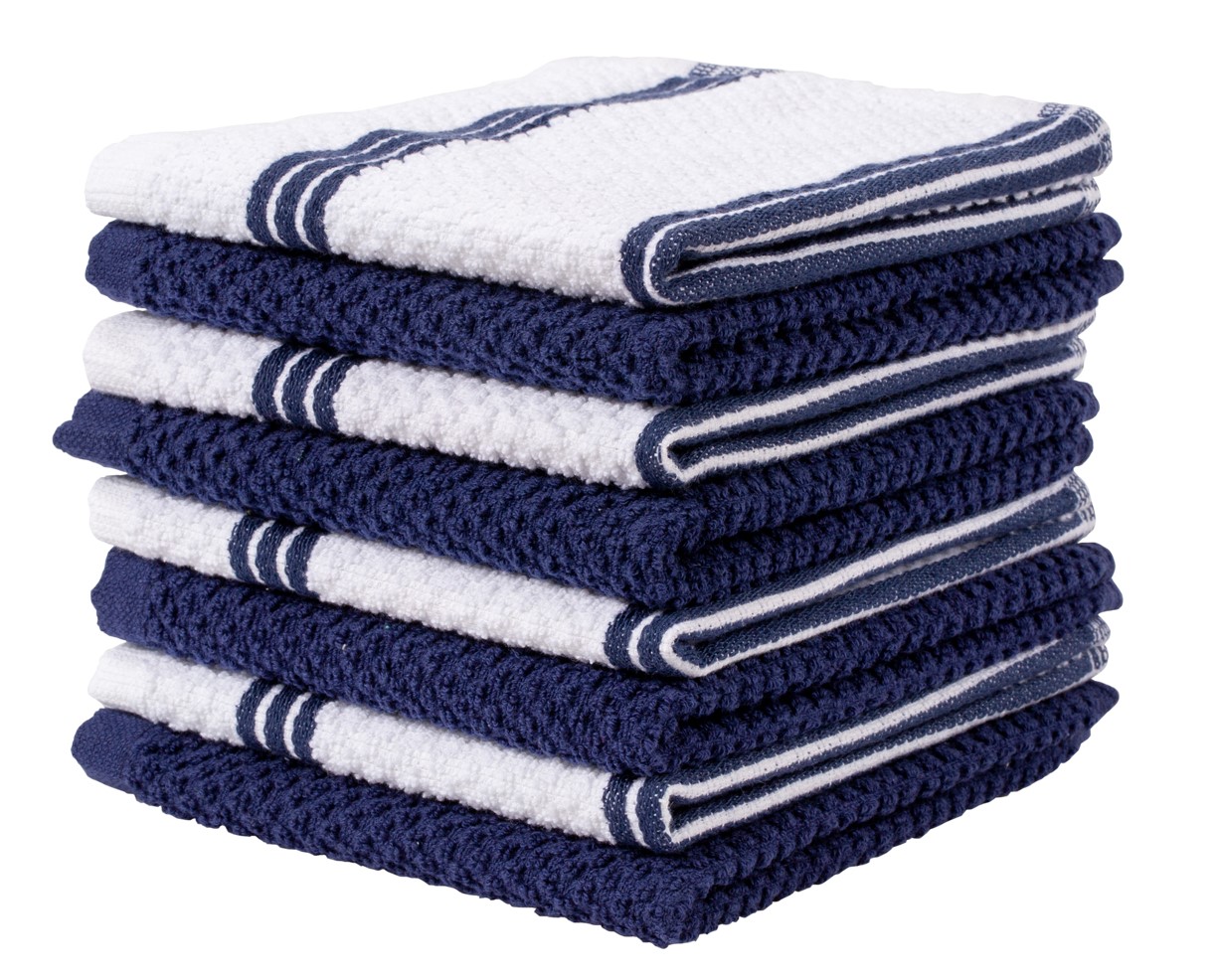 Living Fashions 8 Pack Dish Towels – Absorbent Weave Pattern – Terry Kitchen  Dishcloths – 100% Ring Spun Cotton – Size 12″ x 12″ - Living Fashions