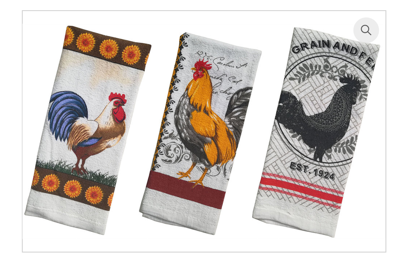 Set of 2 Same Printed Cotton Towels WALKING ROOSTER by AsM 15" x 25" 